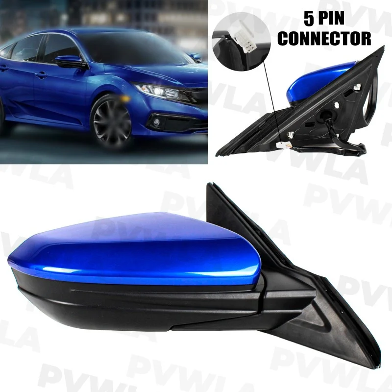 1PC Right Side 5 Pins Blue Painted Rear Mirror Assembly For Honda American Version Civic 2016 2017 2018 2019 2020 2021