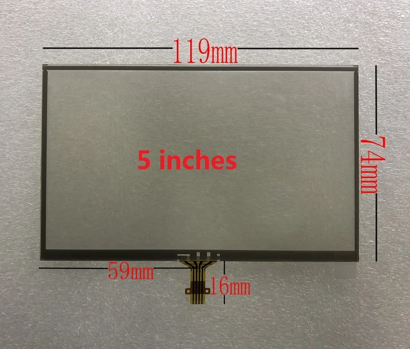 

5-inch resistive touchscreen 119x79 resistive touchscreen 4-wire resistive touch glass