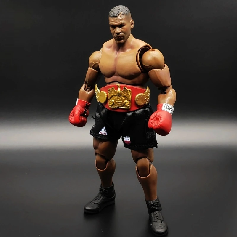 Figurine d'action Mike 18cm, Sculpture à 3 têtes, Boxer avec ceinture et Cape, modèle articulé, lutteur, jouet de collection, cadeau pour garçons
