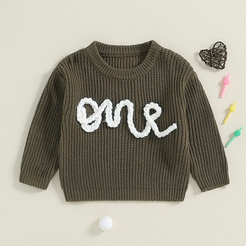 Baby Girl Boy Cute 1st Birthday Sweater Long Sleeve Infant First Birthday Sweaters One Year Old Winter Clothes