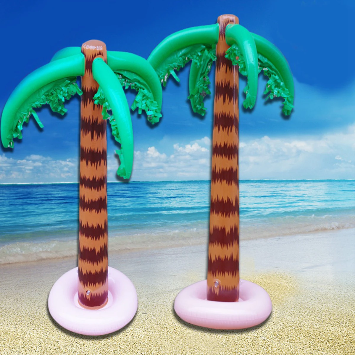 

2Pcs PVC Inflatable Coconut Tree Cactus Decorations 90cm Hawaiian Beach Party Luau Pool Party Stage Props Tropical Theme