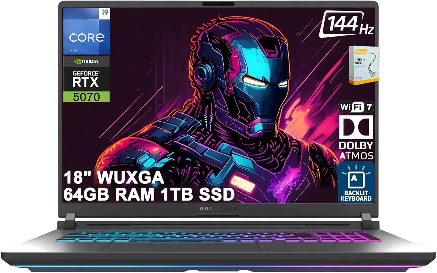 

Игровой ноутбук ASUS ROG Strix G18 G815 с ИИ | Intel 24-ядерный процессор i9-14900HX | 64 ГБ DDR5, 1 ТБ SSD | GeForce RTX 5070 GDDR7 до 798 AI-единиц