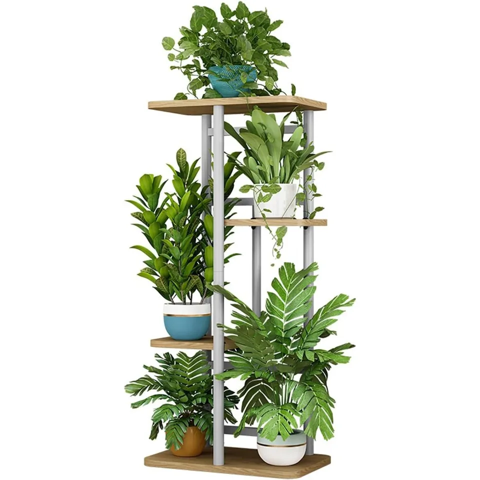 5 Tier Indoor Metal Wooden Plant Stand Organizer