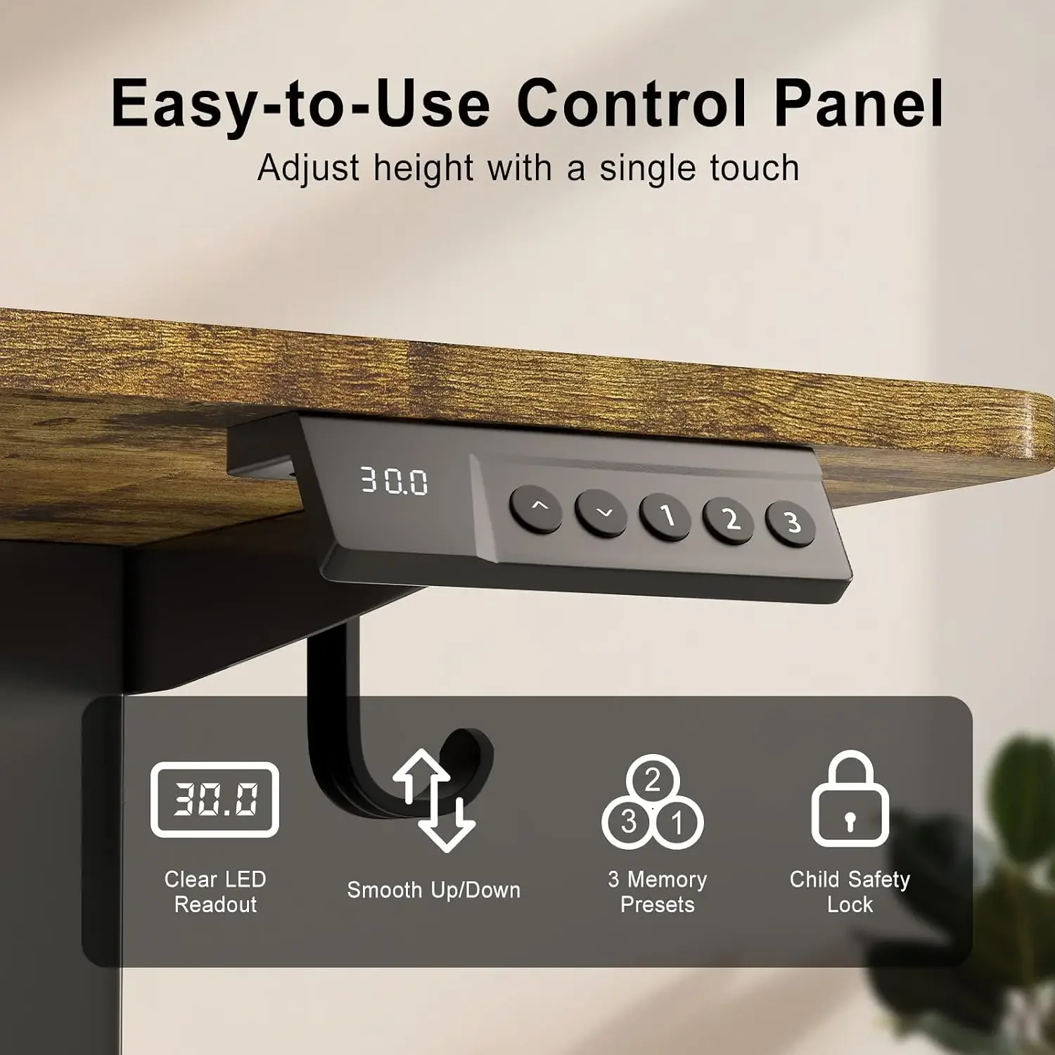 Electric Standing Desk, 55x24 Inches Sit Stand up Desk with 3 Memory Presets & Child Lock, Silent Motor, Heavy Steel Frame