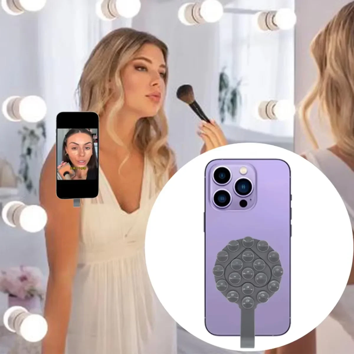 Portable Silicone Suction Cup Mobile Phones Stand Multifunction Double-Sided Anti-Slip Holder Mount Sucker Pad Cellphone Bracket