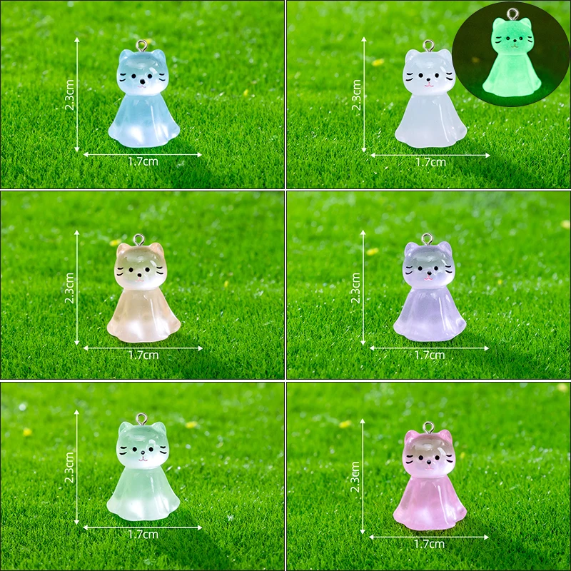 كاواي دلايات ثلاثية الأبعاد من راتنج القط ، دلايات حيوانات مضيئة جميلة ، صناعة مجوهرات ذاتية الصنع ، أقراط مصنوعة يدويًا ، إكسسوارات سلسلة المفاتيح ، 10 روض