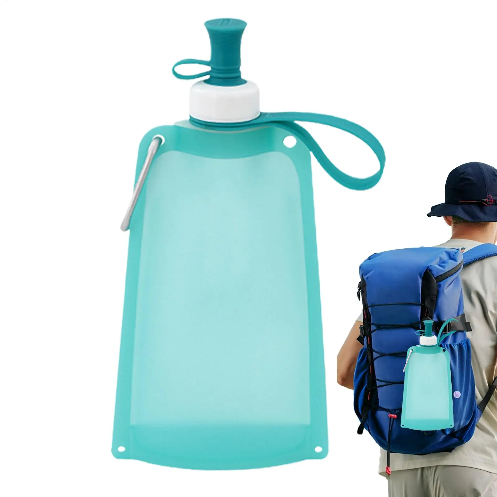 

Foldable Water Bottle Flexible Drinking Pouch 550ml Silicone Squeeze Foldable Water Bag for Travel Camping Backpacking Hiking
