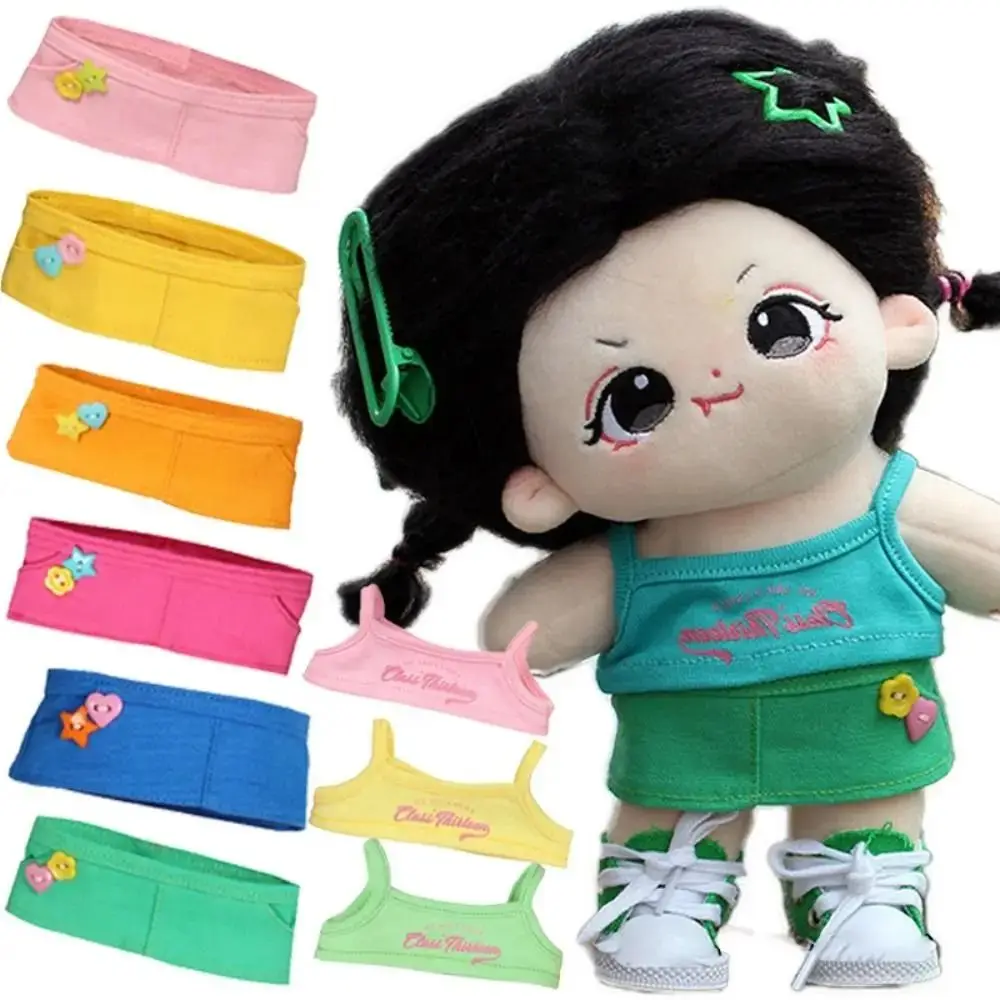 Cartoon Pattern 20cm Cotton Doll Clothes Cotton Doll Idol Doll Sling Short Skirt Outfit 20cm Playing House