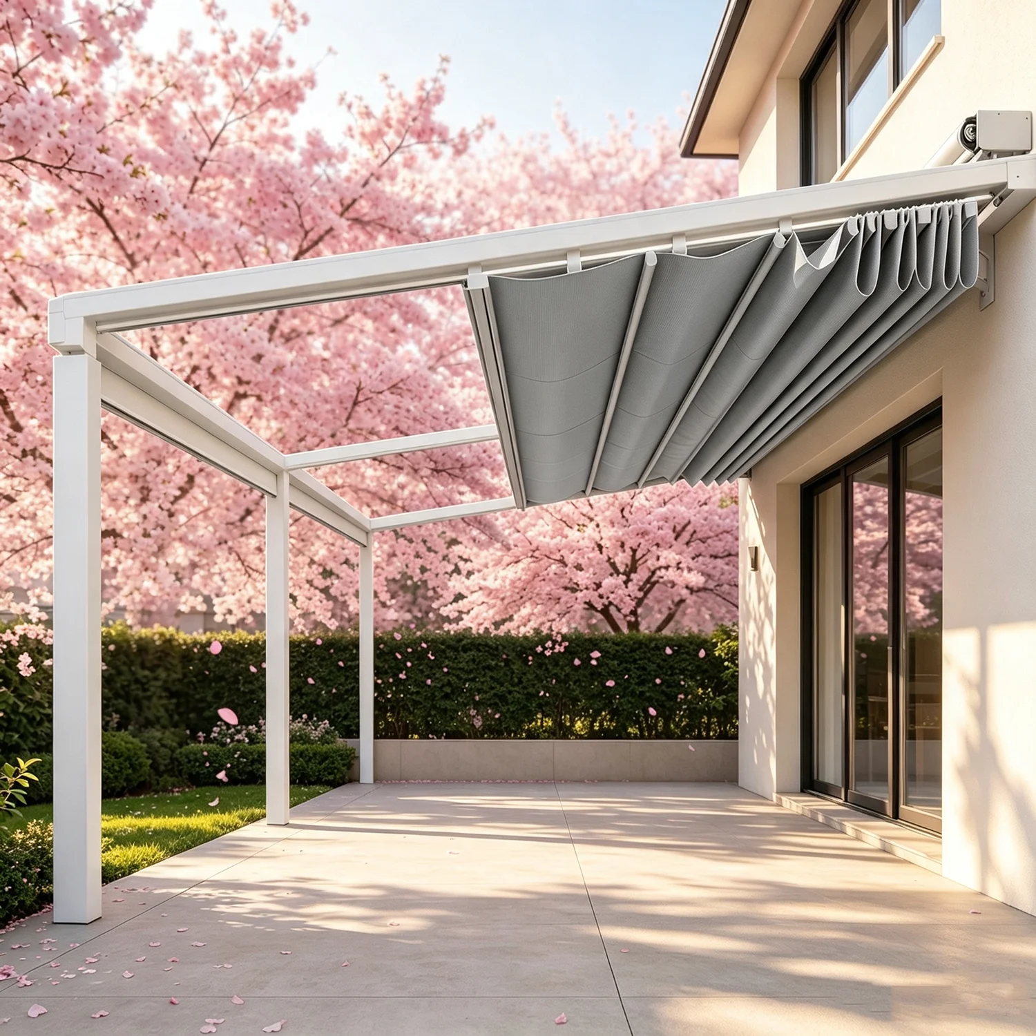 Remote Control Motorized Retractable Pergola Canopy Outdoor Awning with Wind Rain Sensor Carpa Plegable Weather Shelter