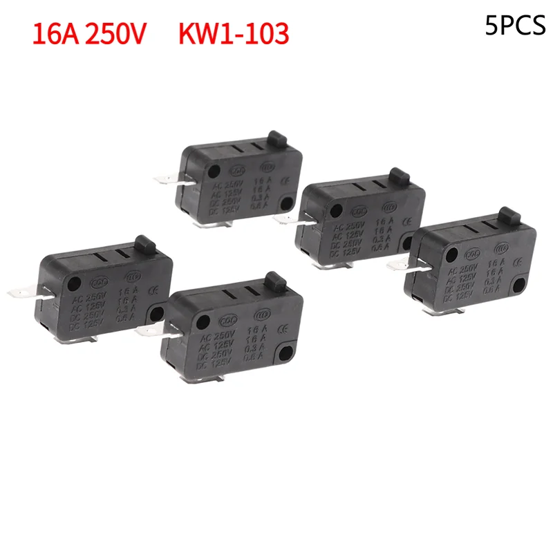 

5PCS KW1-103 Microwave Oven Door Switch 16A 250V 2 Pins Compatible with Microwave Washing Machine Rice Cooker - Replacement Part