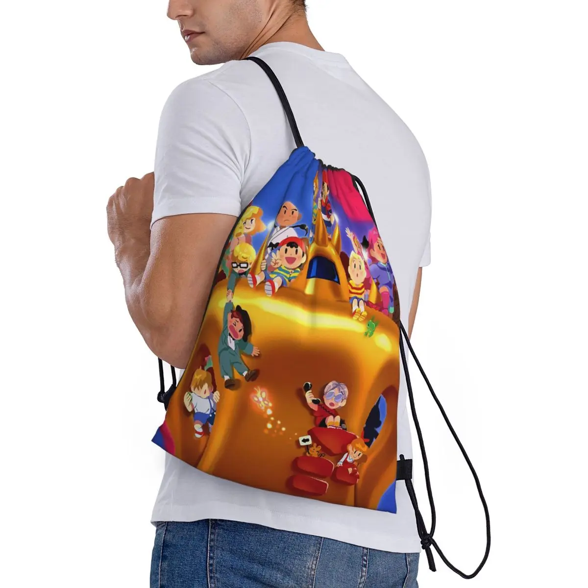 

Earthbound Backpacks Fashion Drawstring Bags Sundries Bag Book Bags for Man Woman Students