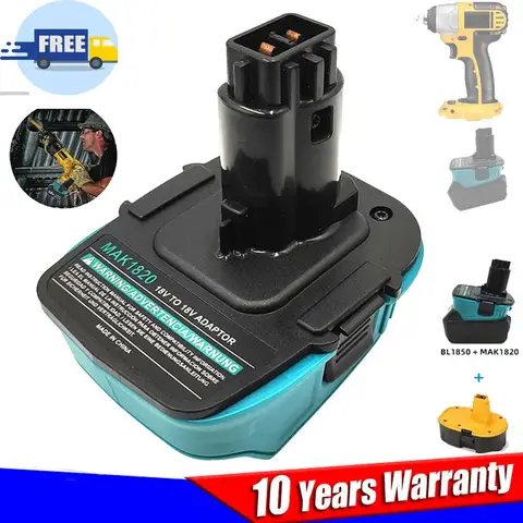 Adaptador de bateria para Makita, DCA1820, 18V, compatível com Makita Lithium Battery Convert Tool para DeWalt DCA1820, DC9180, DC9096