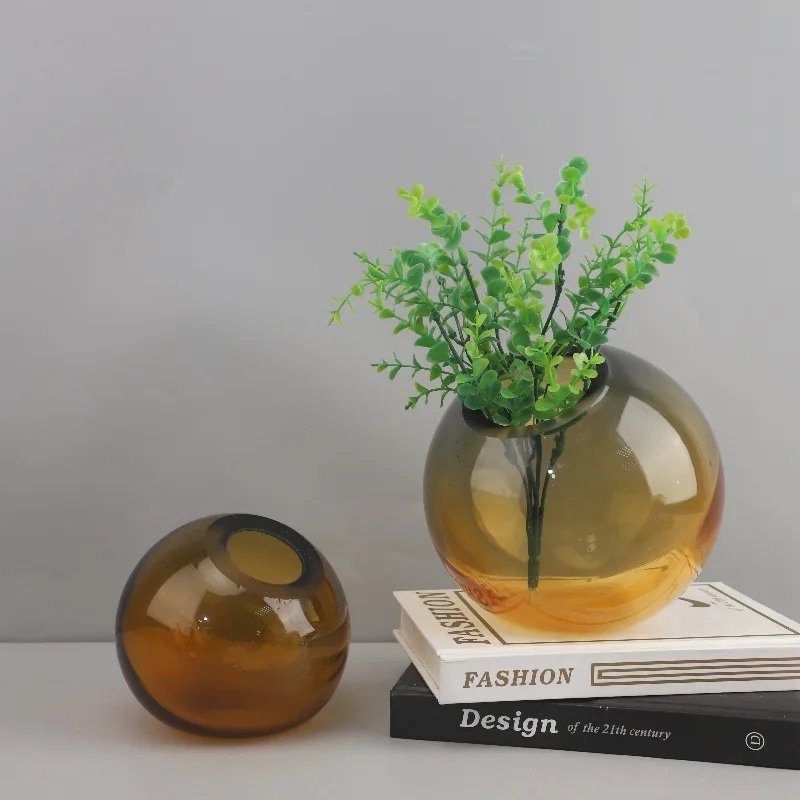 

Modern Simple Cut Oblique Round Glazed Vase Ornament Light Luxury Home Decoration