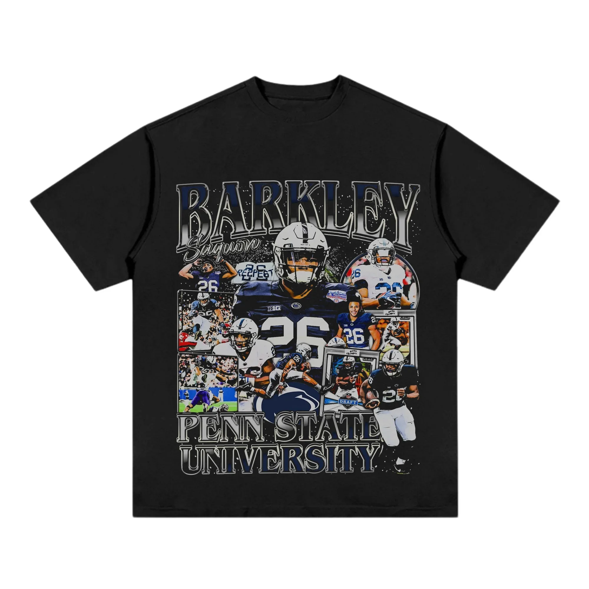 American retro NFL star print summer men's high quality 100% cotton round neck T-shirt casual sports street men's clothing