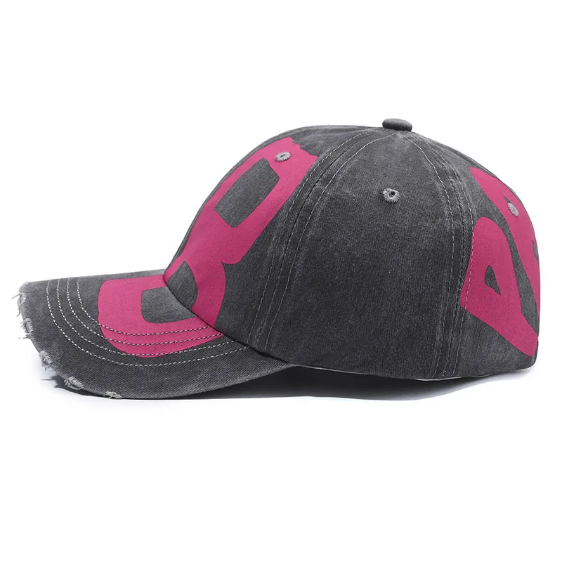 2026 New BB Printed Vintage Washed Hole Baseball Cap Men's Trendy Hip Hop Hat Women Exquisite Casual Sunshade Decorative Hat