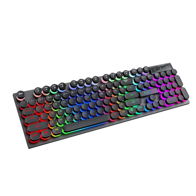 T80 punk single keyboard illuminated backlit color dazzling wired gaming keyboard character illuminated