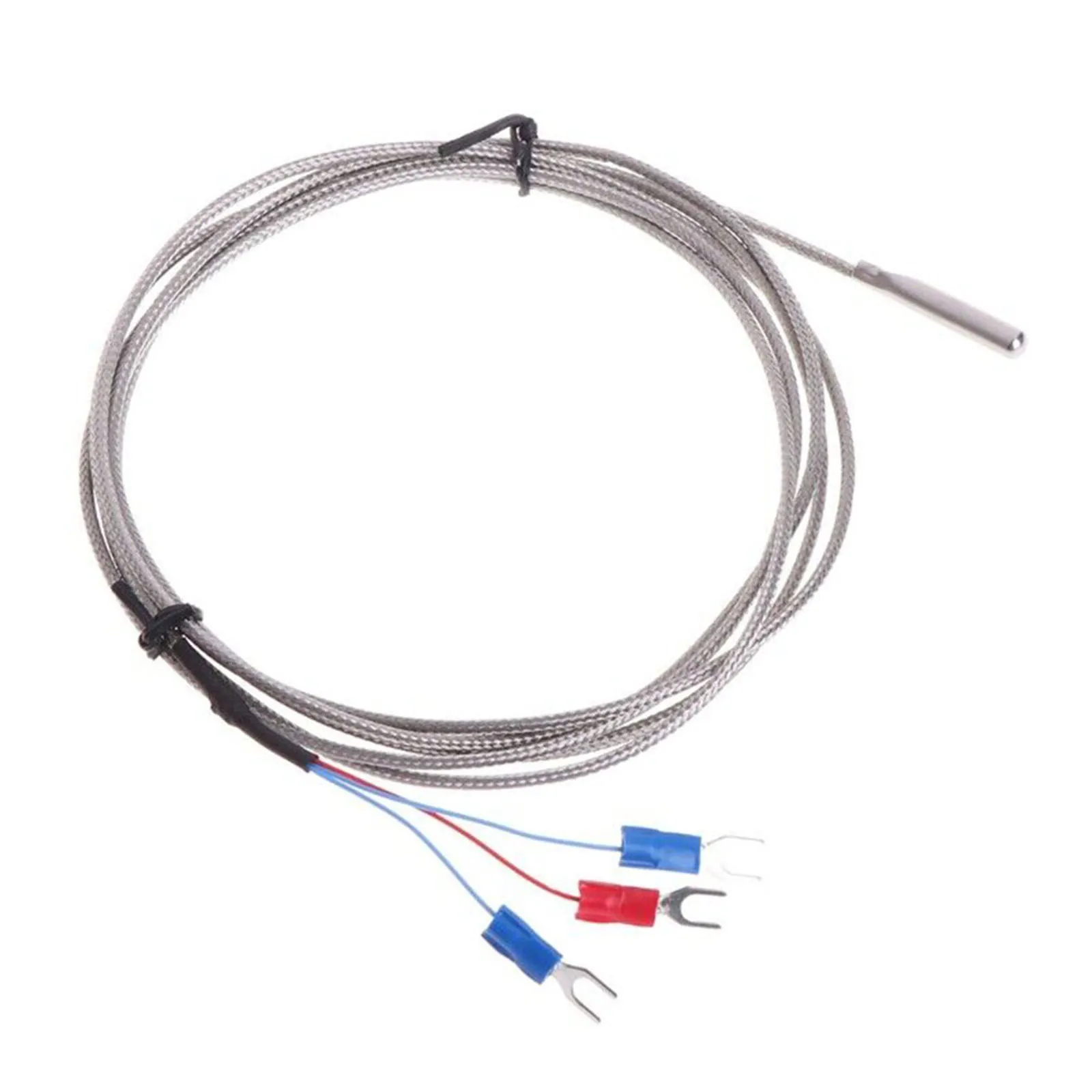 Temperature Sensor Temperature Probe Premium PT100 Temperature Sensor with 2m Fibreglass Insulation and Metal Shield Braiding