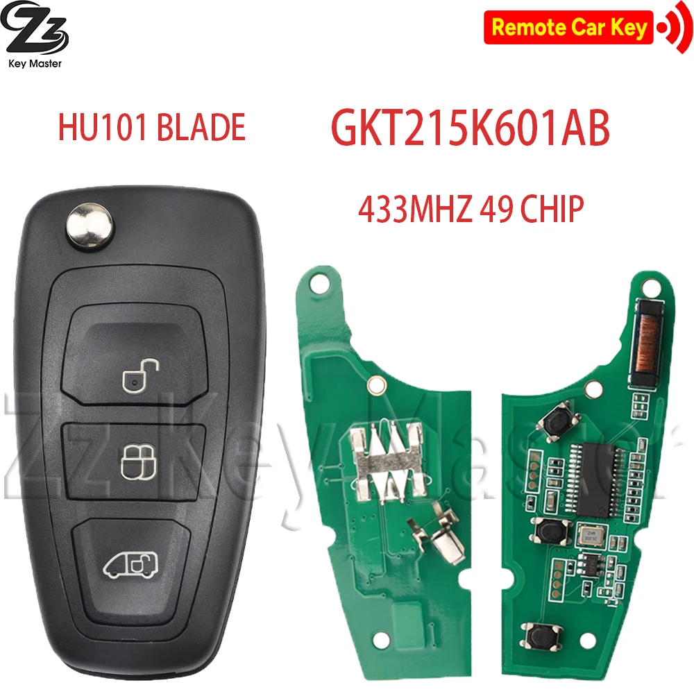 

Zz GK2T-15K601-AB A2C94379403 ID49 Chip 433MHZ Flip Car Remote Key For Ford Transit Custom Tourne Transit 2016-2020