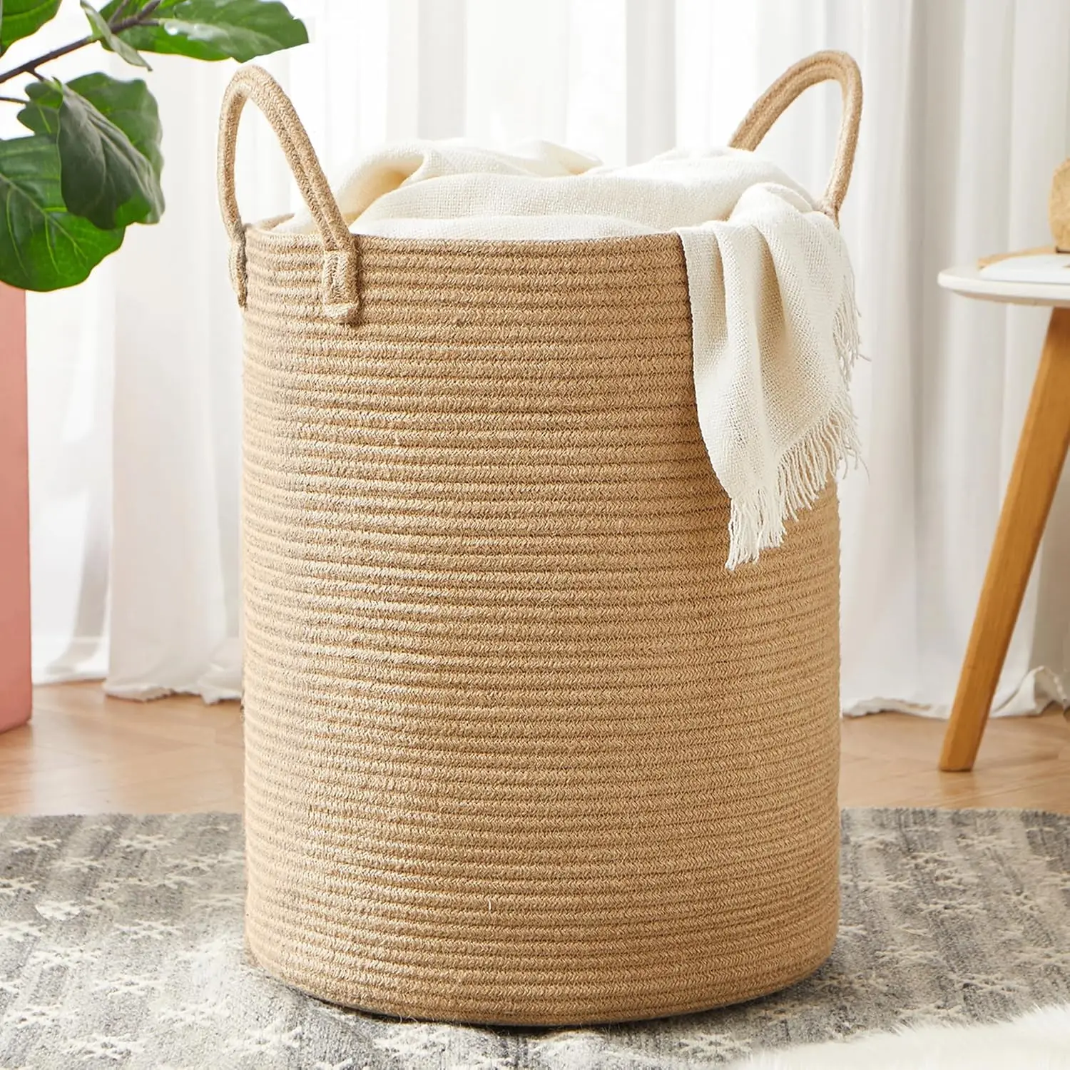 

Корзина для белья из джута, 60 л, высокая, плетеная, для гостиной и спальни, 15Dx20H дюймов