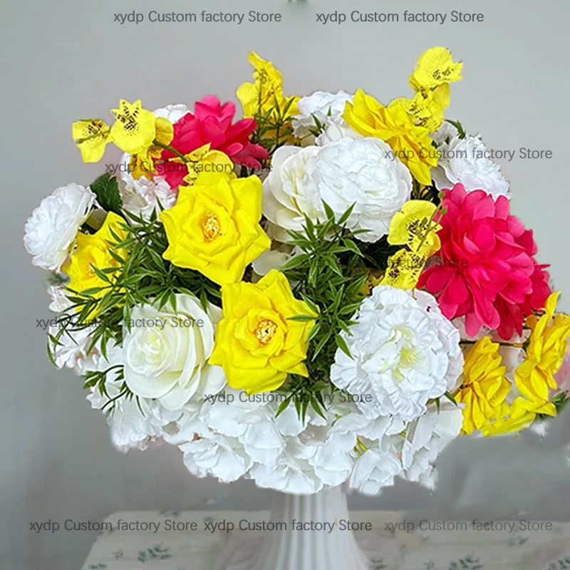 Karamell-Orange 5D Rosenblumen Hochzeits-Hintergrunddekoration Blumenarrangement Tischdekoration Blumenball Bankett-Event-Requisiten – Detail 8