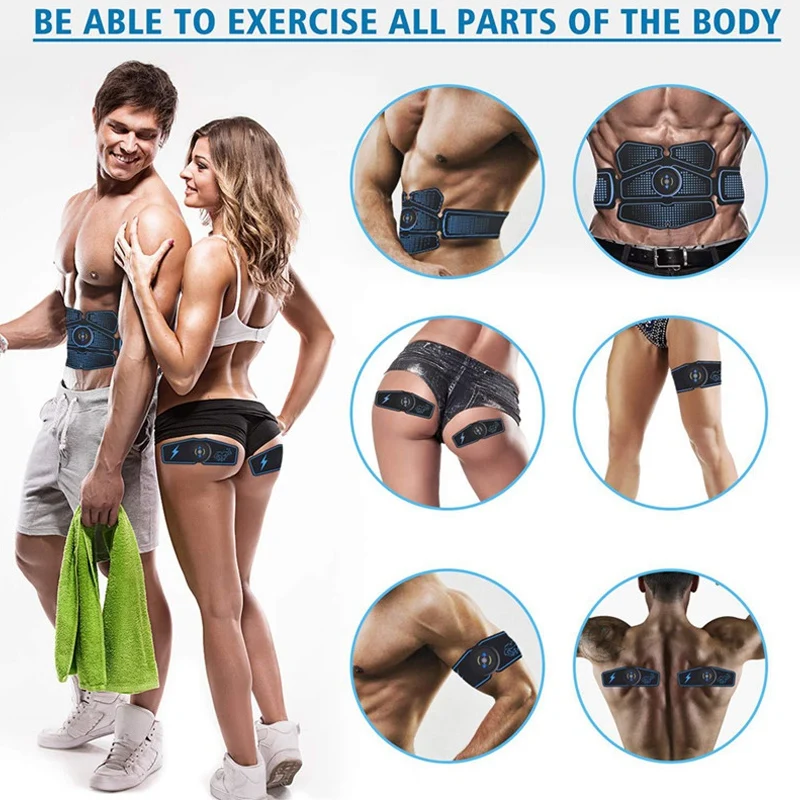 GM-Abdominal Muscle Stimulator Trainer EMS Abs Weight Loss Fitness Equipment Training Slimming Belt Exercise Sport Kit