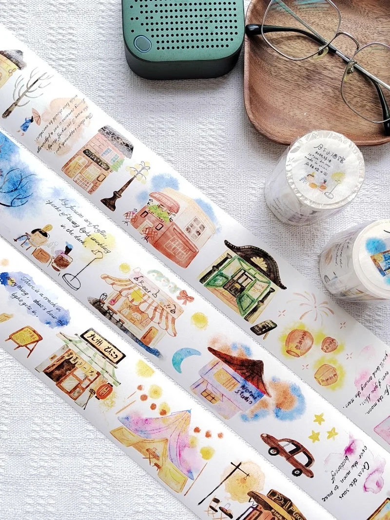 Lovely Panda Family Lamps Tavern Die Cut PET Washi Tape Craft Supplies DIY Scrapbooking Card Making Decor Plan Sticker