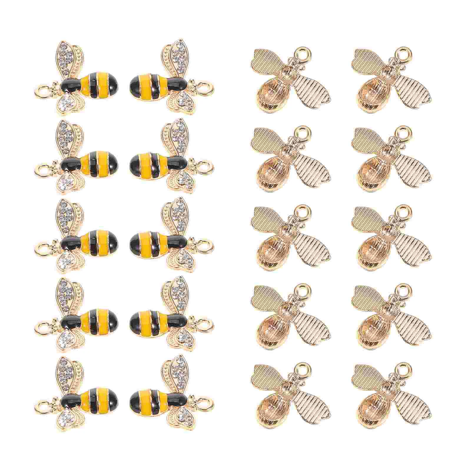 20 Pcs Little Bee Pendant Earring Charms Jewelry Making Necklace Pendants Dome Labels Accessories Alloy Miss Basket