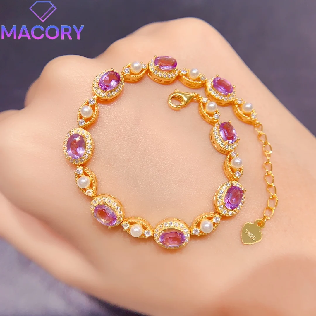 Natural amethyst bracelet female 925 silver jewelry certification Christmas luxury female jewelry gemstone free delivery.