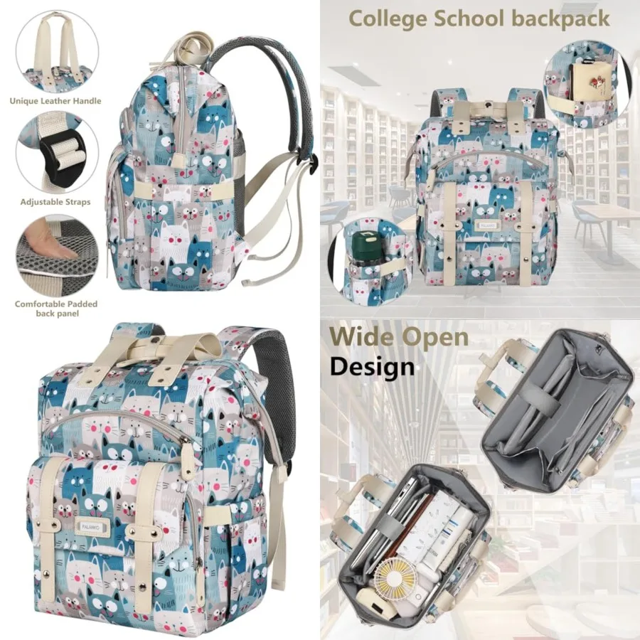 

Laptop Backpack for Women, Teacher Doctor Nurse Work Purse Bag for Laptop, Cute Cartoon Pattern backpack With RFID Anti Theft P