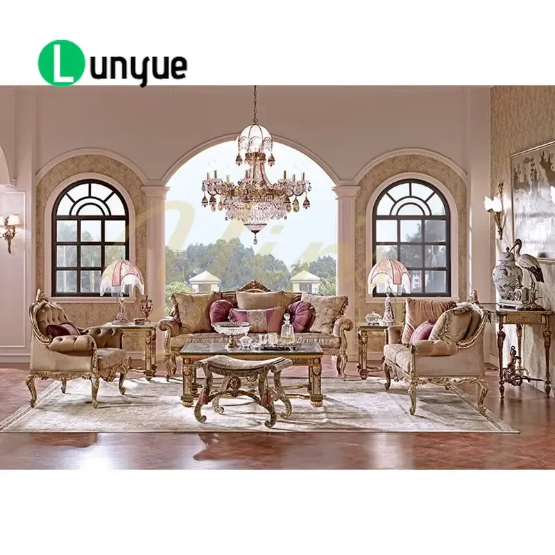Luxury Single Seat Living Room Sofa European Style Hand Painted Wooden Flower Pattern Elegant Armchair for Home Decor
