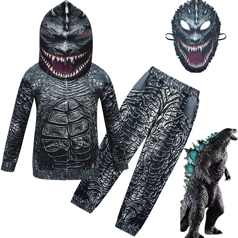 Kids Cosplay Costume Boys Fury Dinosaur Scary Costumes Mask blue black Monster Dinosaur Halloween Party Costume for Boy Girls