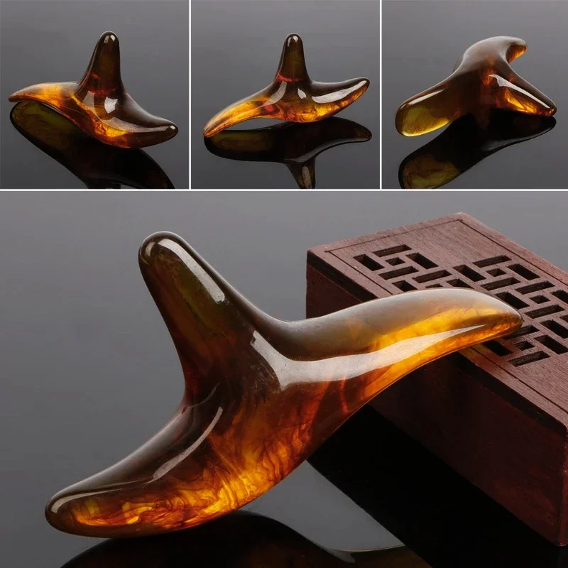 Amber Resin Triangle Foot Massager Gua Sha Acupuncture Tool