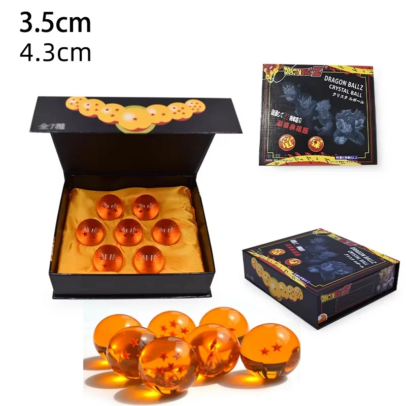 

Dragon Ball 7Pcs/Set 1:1 Crystal 3.5cm 4.3cm Action Figure Toys Desktop Decor Summon Shenron Wishing Collection Anime Model Gift