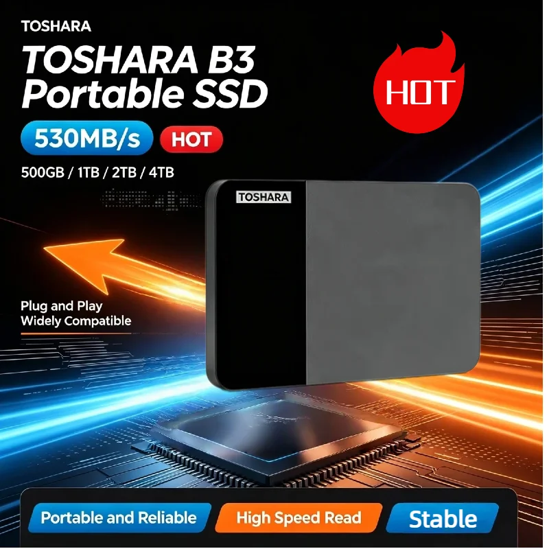 New TOSHARA B3 Original External Hard Drive Mobile Hard Disk  1TB 2TB 4TB USB3.0 Portable External HDD for Laptop Mac Android
