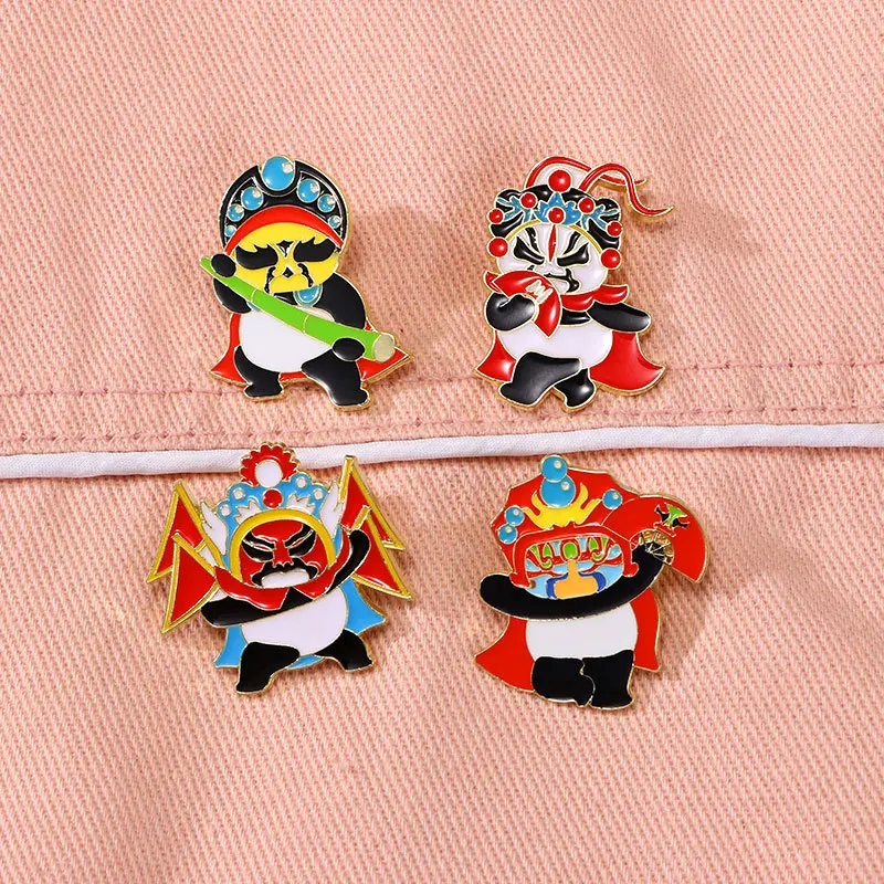 Opera Face-Changing Pin Traditional Chinese Intangible Cultural Heritage Art Brooch Fashion Metal Enamel Badge Jewelry Accessory