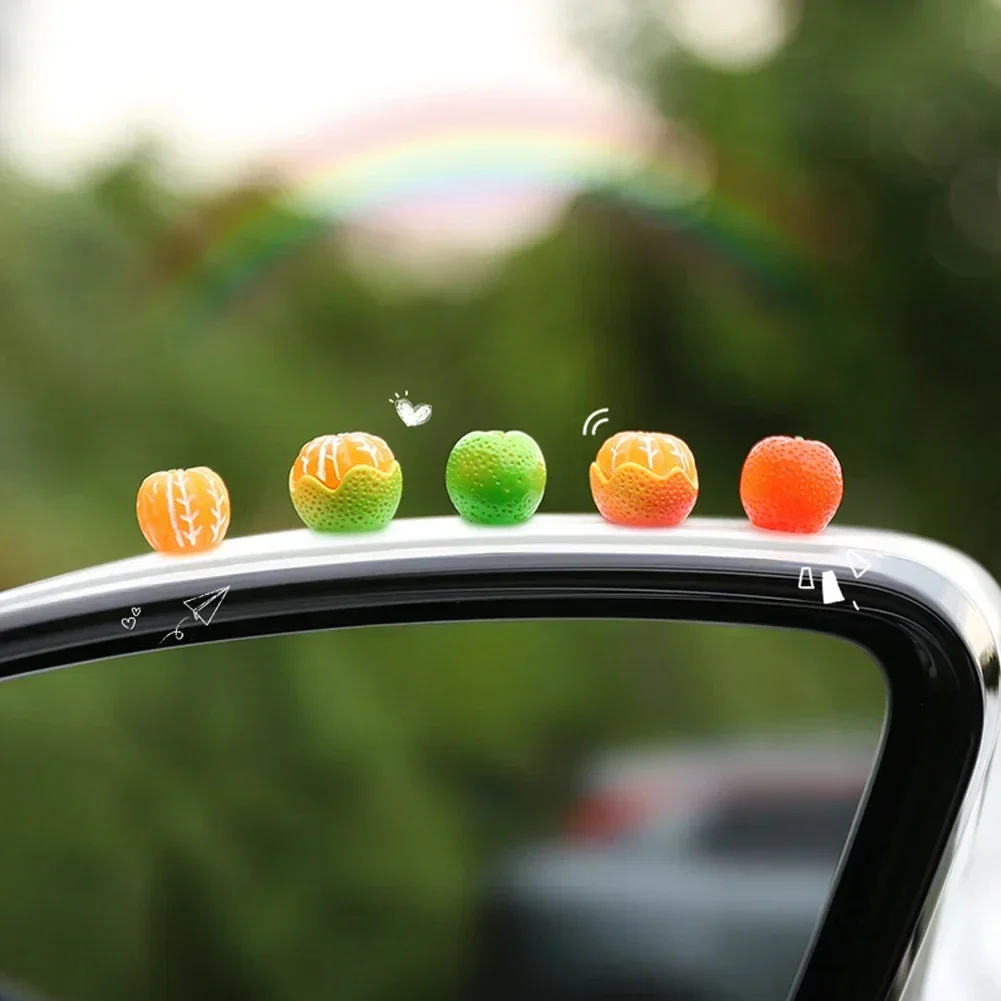 5Pcs Cute Sugar Orange Car Ornament Pendant Auto Center Console Decoration For Rearview Mirror Decorations Interior Accessories