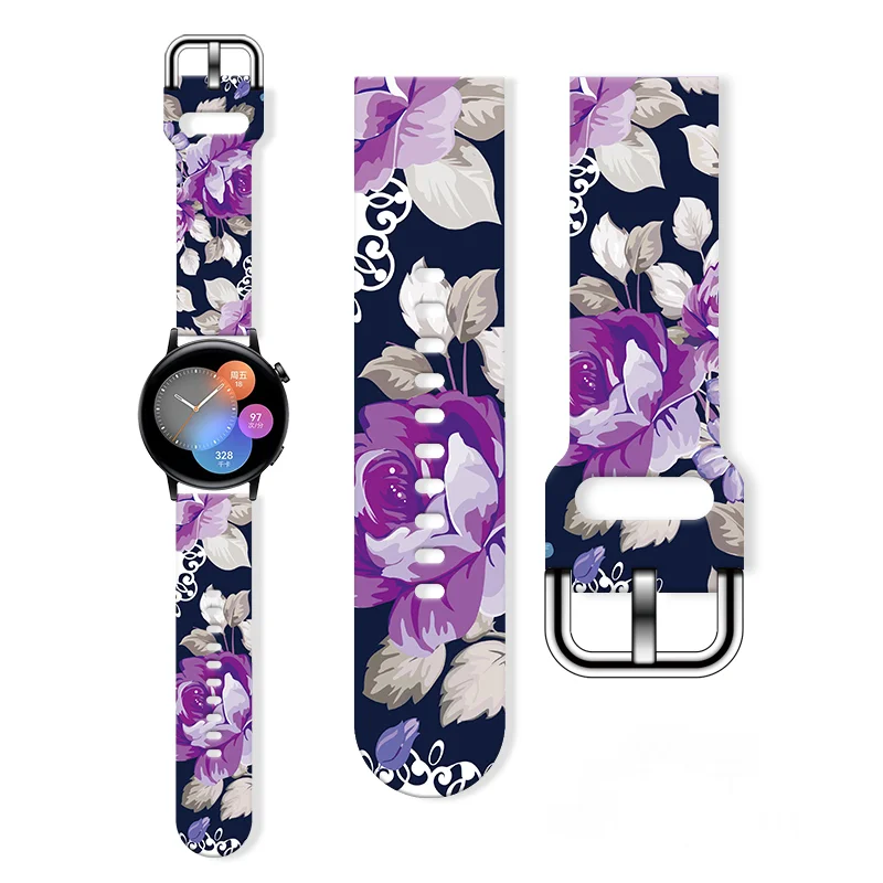 

20mm Flower Printed Strap for Samsung Galaxy Watch 7/6/5 40mm 44mm Band Replaceable Bracelet for Amazfit Balance 5Pro for Women