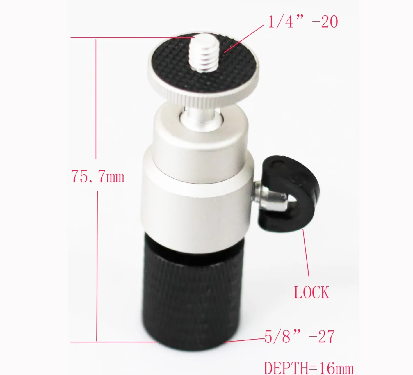 

Microphone Stand 5/8"-27 Female to 1/4" 20 male mini ball head unit for camera tripod 5/8" to 1/4" adaptor