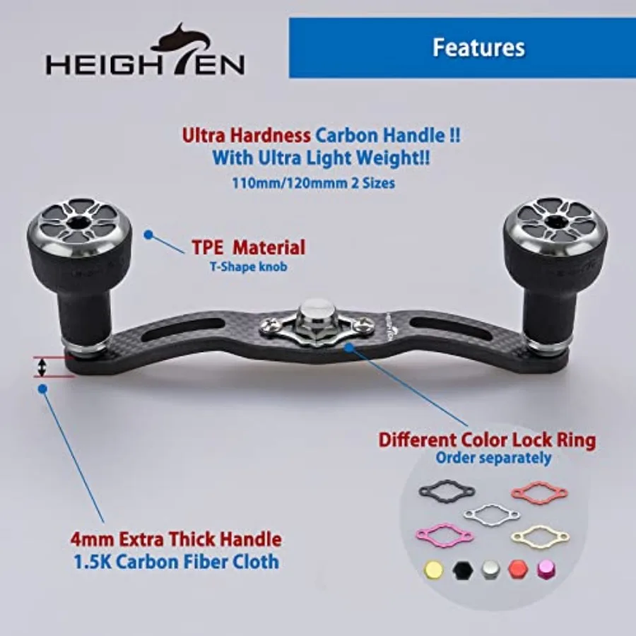 110mm/120mm Fishing Reel Handle for Shimano Daiwa Abu Garcia Penn Kastking Lew's Baitcasting Reel Power Crank Accessory Black a view 3