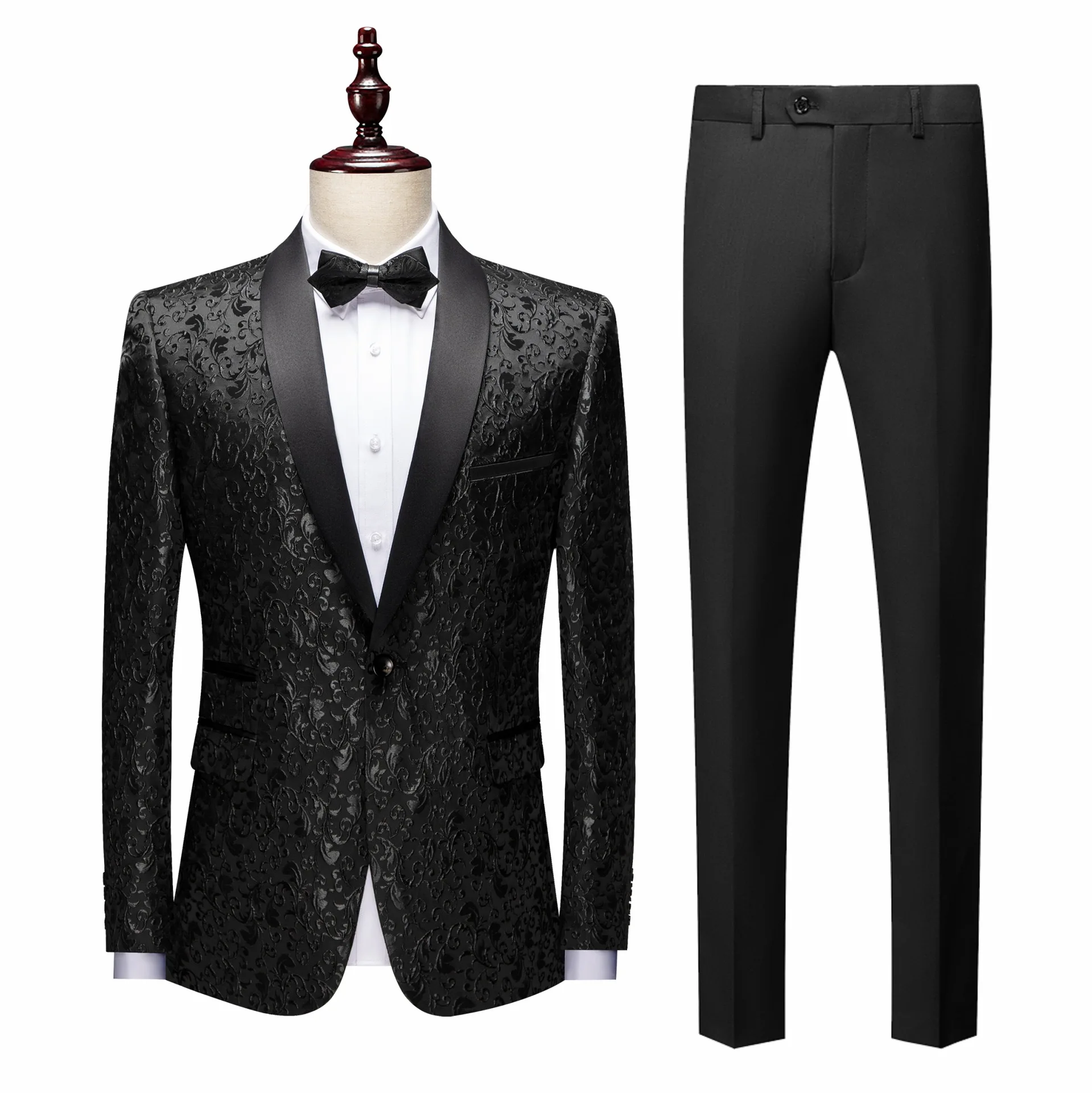 O783business Casual Past Bij Buitenlandse Handel Mode Double-Breasted Donkerblauw Zwart Grijs Slim Fit