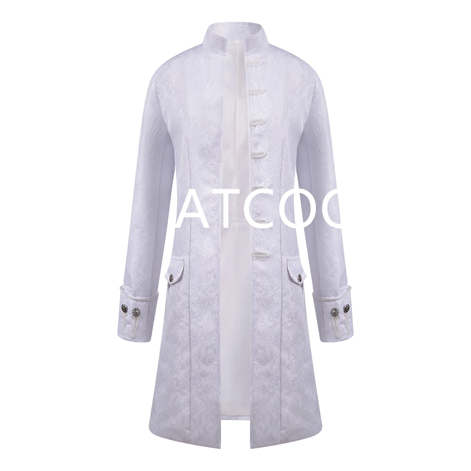 Adult Steampunk Medieval Costume Prince Charming White  Overcoat Victorian Renaissance Wedding Jackets Edwardian Cosplay Costum