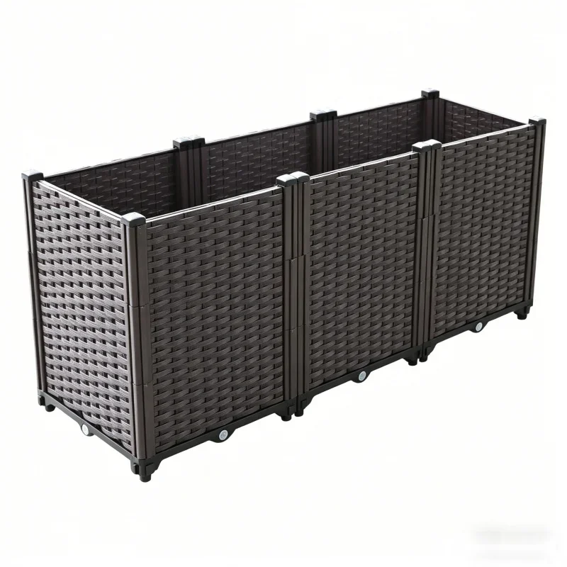 

Large 3-Tier Planter Box 120x40x52cm Deep Plastic Vegetable Flower Pot for Balcony Outdoor Patio Raised Garden Bed