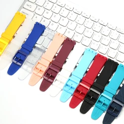 Bracelet de montre en silicone pour femmes et enfants, bracelet de montre SWATCH, bracelet de remplacement souple, étanche, outil, 17mm, 19mm, 20mm