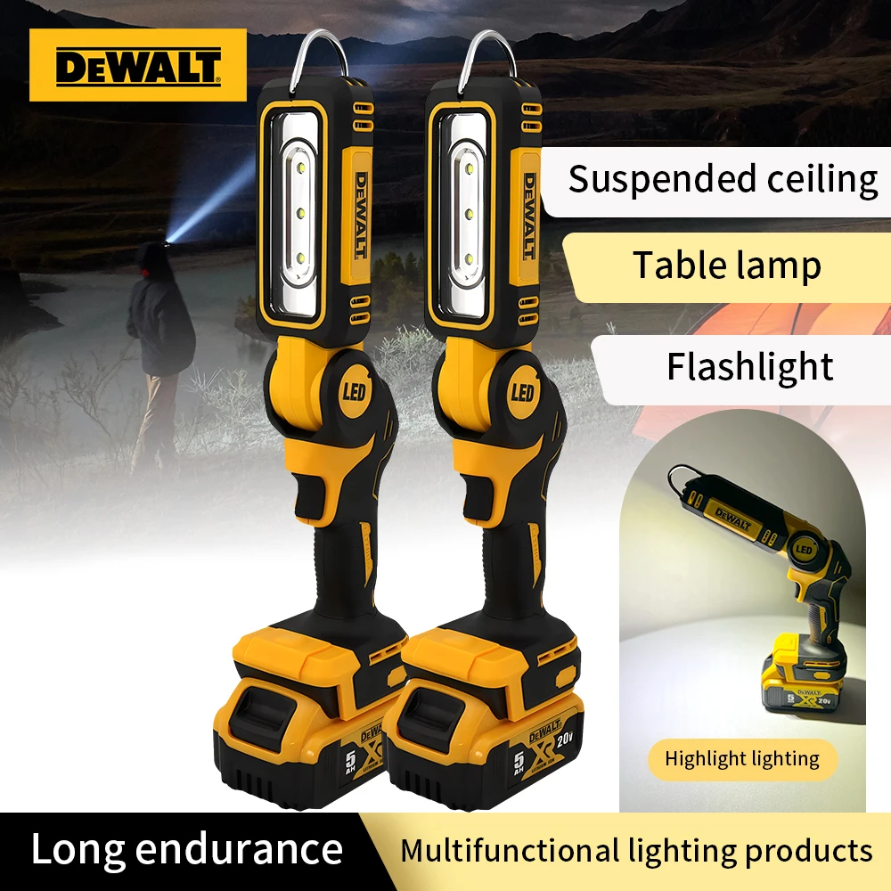 Dewalt luce pieghevole a 90 gradi portatile Super luminoso ricaricabile luce da lavoro per esterni luce di emergenza torcia da campeggio