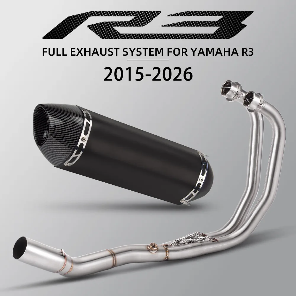 

For Yamaha R3 R25 MT03 MT25 2015-2026 Motorcycle Exhaust System moto exhaust header pipe R77 Muffler racing escape kit