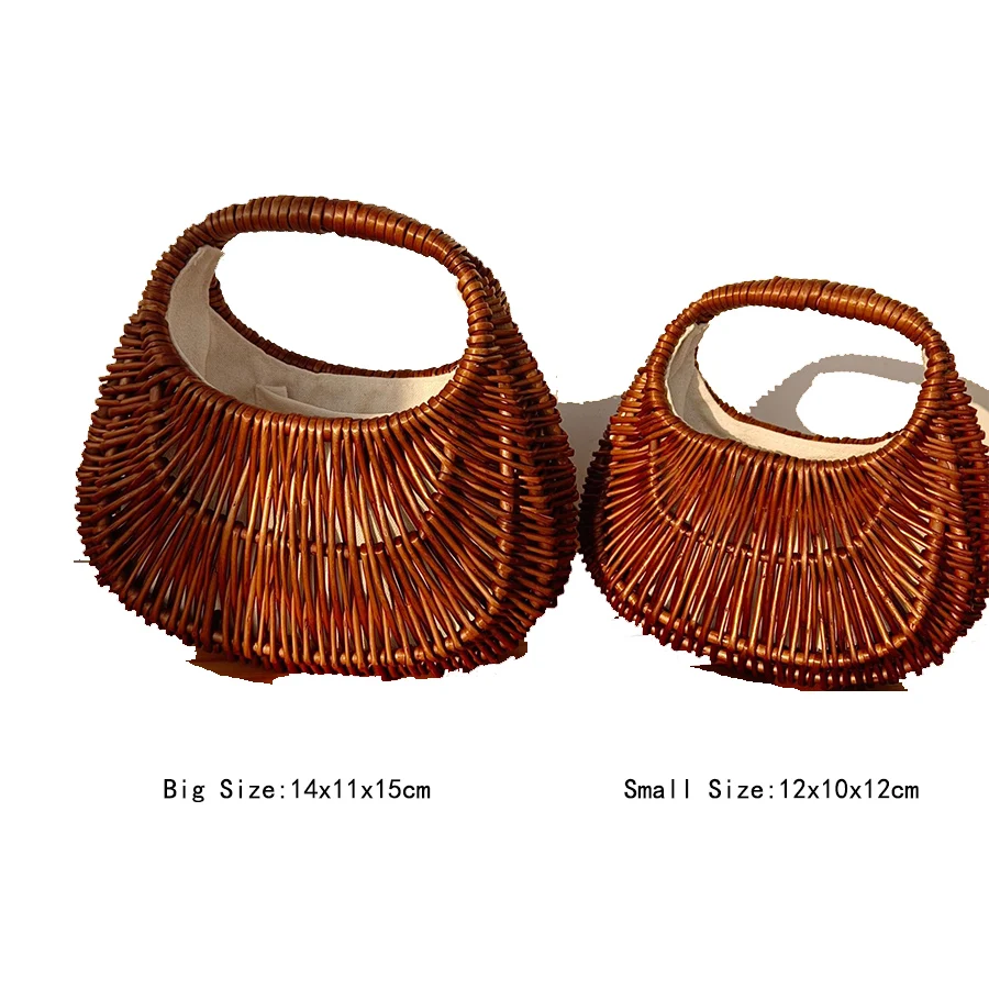 New Summer Bohemian Rattan Straw Bag Ladies Vegetable Basket Woven Bag Retro Women Totes Bag Casual Travel Beach Clutch Bags Sac