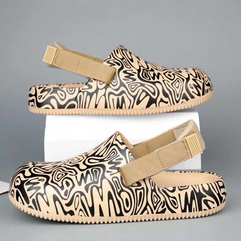 

Trendy Printed Men's Summer Sandals Non-slip Platform Designer Clogs Man Comfortable Beach Casual Sandals For Man Garden Shoes