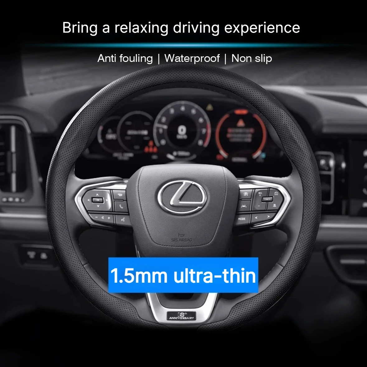 La funda para volante perforada de cuero Nappa, de 1,5 mm de grosor, es adecuada para los modelos ES200, RX300, NX, Napa Ultra-Thin, CT500h, X260, LS y 350.