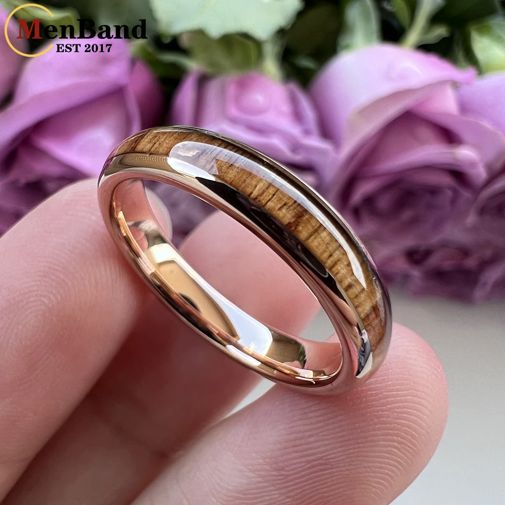 MenBand Fashion 4MM Womens Tungsten Carbide Wedding Band Rings With Vietnam Acid Wood Inlay Superior Gift Jewelry Comfort Fit