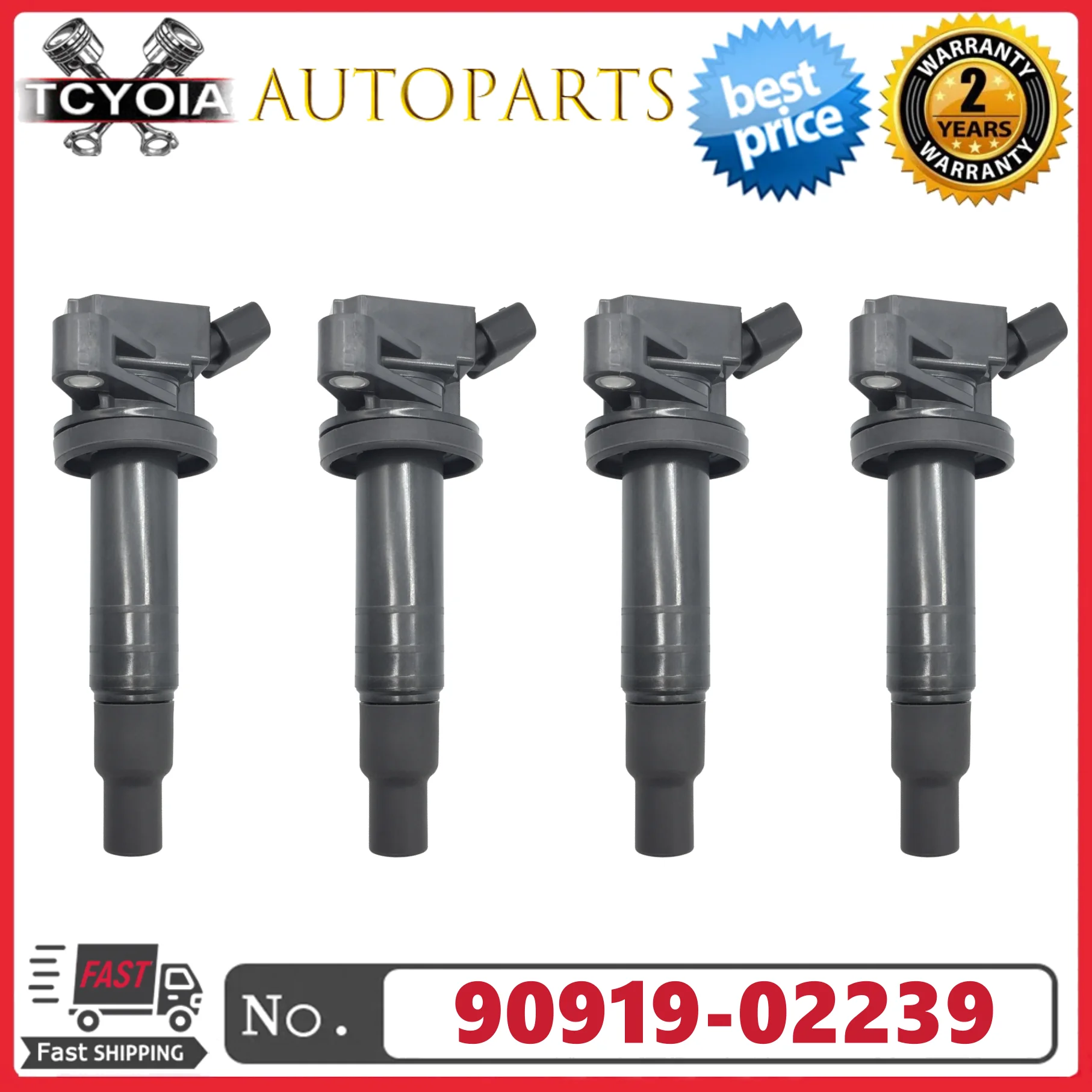 

Комплект из 4 катушек зажигания для автомобилей Toyota Celica, Corolla, Matrix, MR2 1.8L (2000-2005 гг.), артикулы 90919-02239, 9091902239, 90919-02262, UF-247